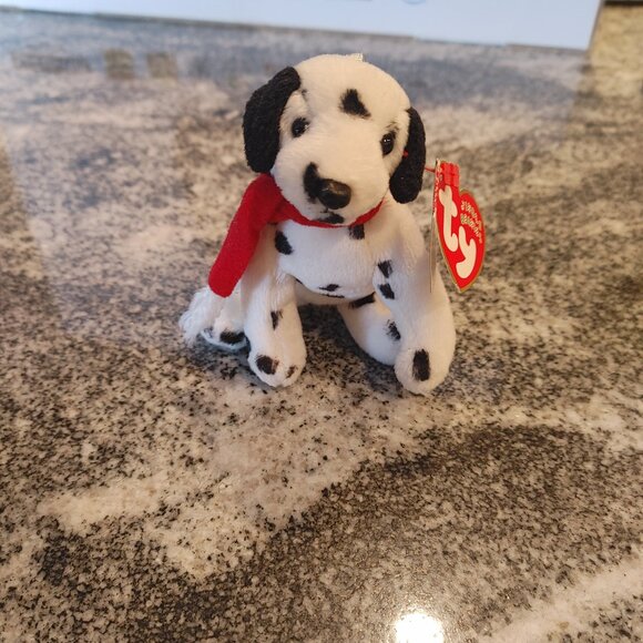 Retired 2002 Jingle Beanie Baby Dizzy, Dalmatian Dog, Christmas Toy - Rattle - Picture 1 of 15